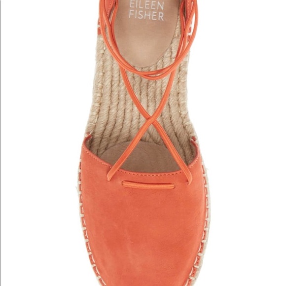 Eileen Fisher Orange Lace Espadrille Sz 8 - Picture 15 of 16